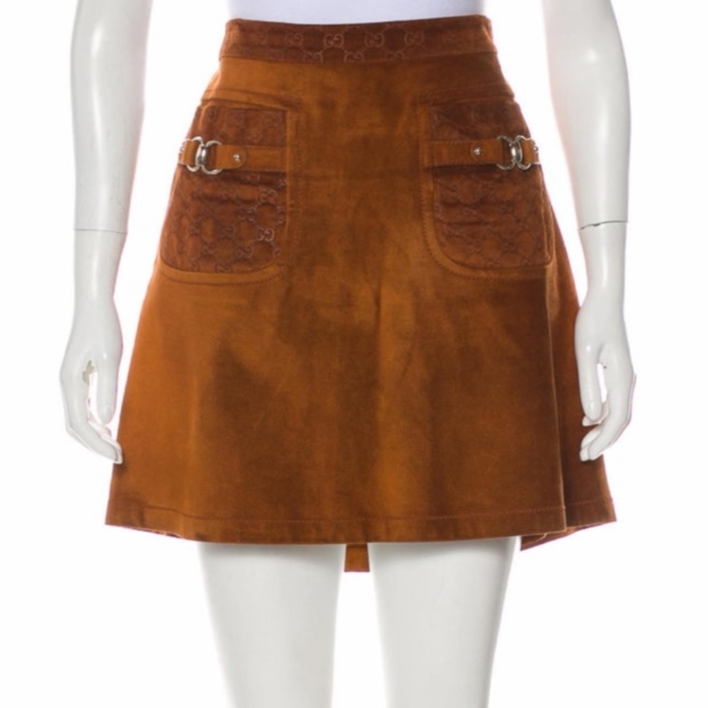 Gucci m us 8 it 44 leather mini  skirt
